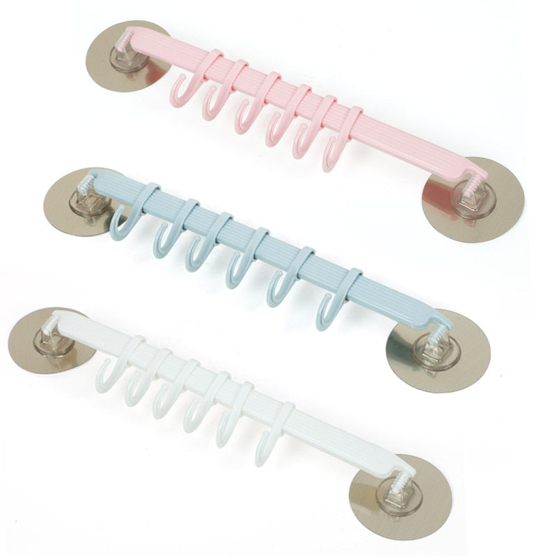 Adjustable Hook Rack with Double Suction Cups for Towels and Utensils
