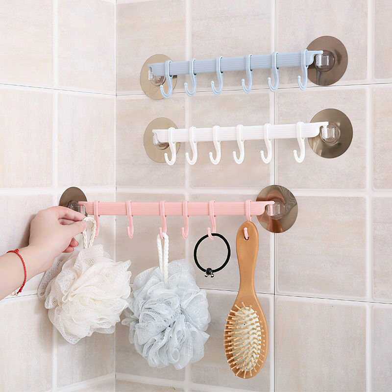 Adjustable Hook Rack with Double Suction Cups for Towels and Utensils