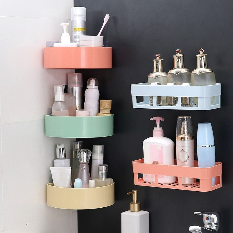 Bathroom Shelf Organizer Adhesive Storage Basket