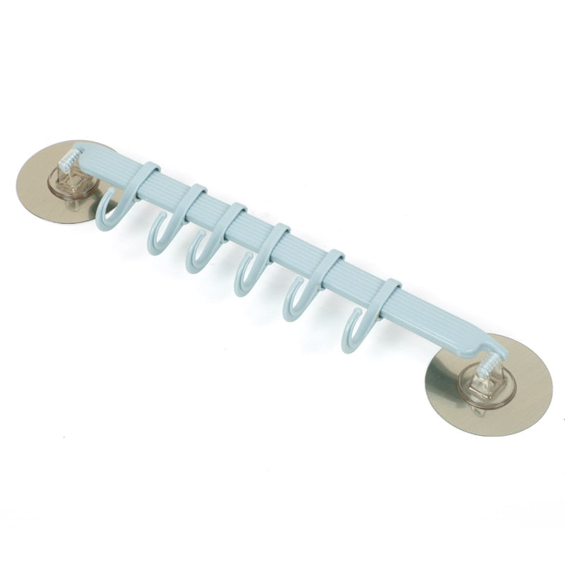 Adjustable Hook Rack with Double Suction Cups for Towels and Utensils