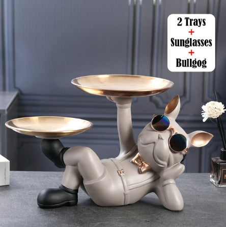 Bulldog Figurine with Trays