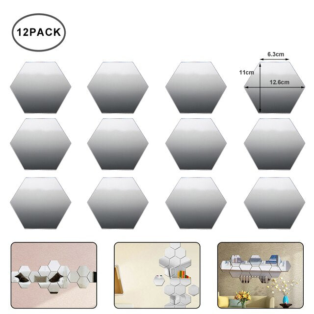Hexagon Mirror Wall Stickers