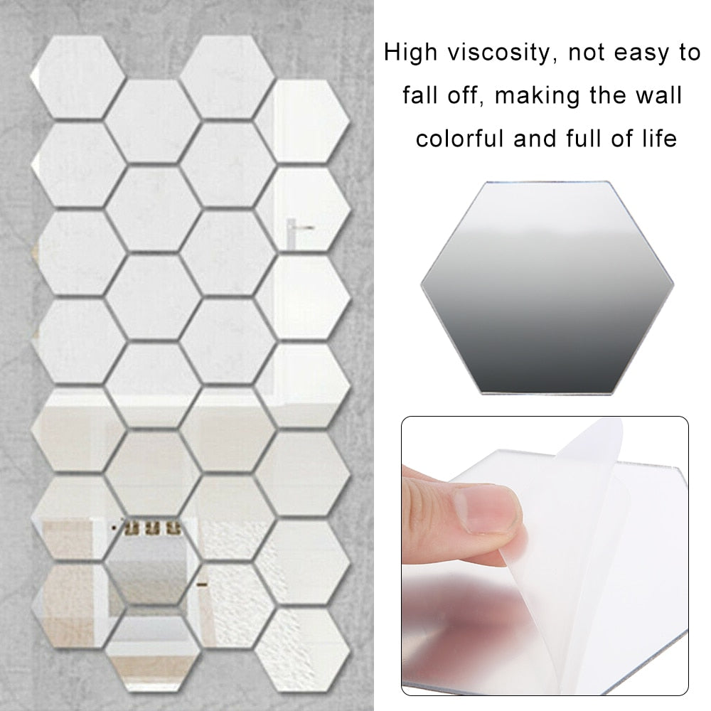 Hexagon Mirror Wall Stickers