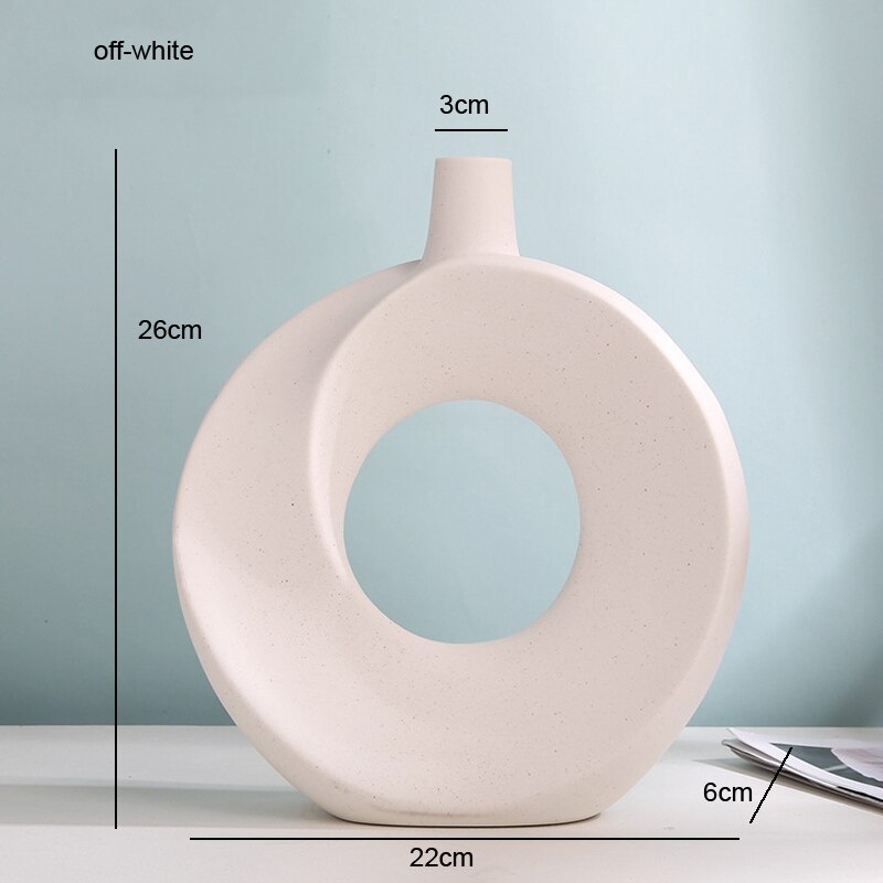 Nordic Ceramic Vase Circular Hollow Vase