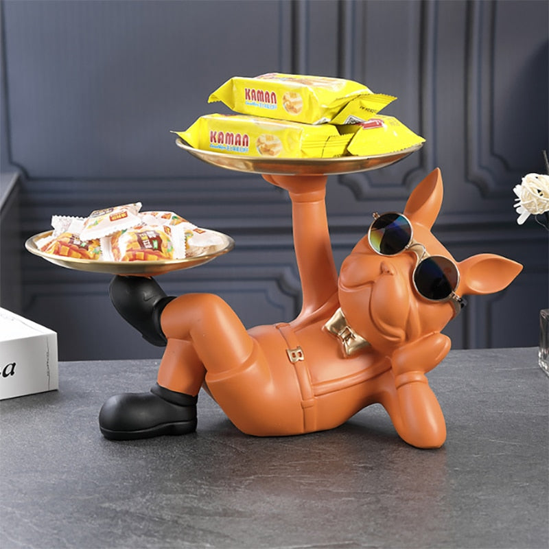 Bulldog Figurine with Trays