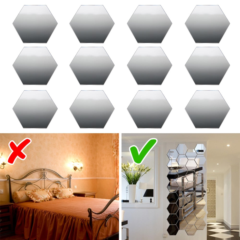 Hexagon Mirror Wall Stickers
