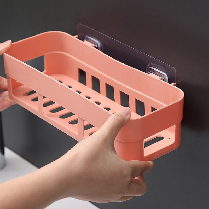 Bathroom Shelf Organizer Adhesive Storage Basket