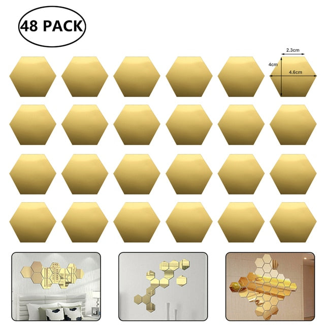 Hexagon Mirror Wall Stickers