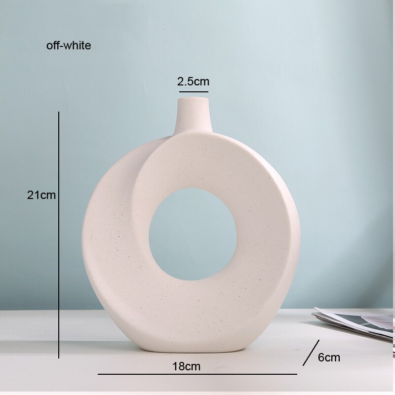 Nordic Ceramic Vase Circular Hollow Vase