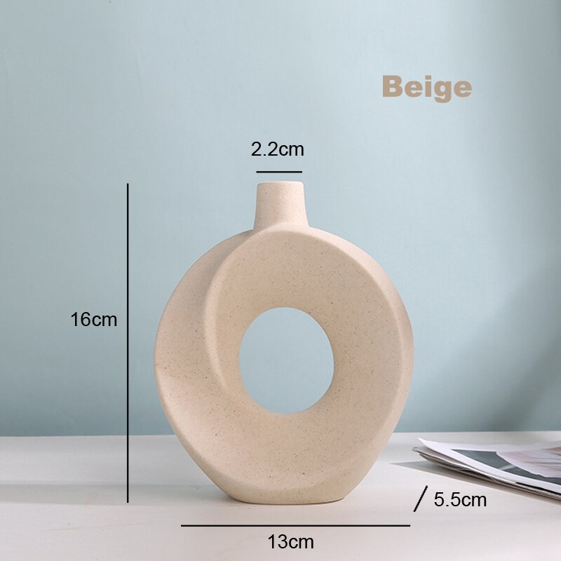 Nordic Ceramic Vase Circular Hollow Vase